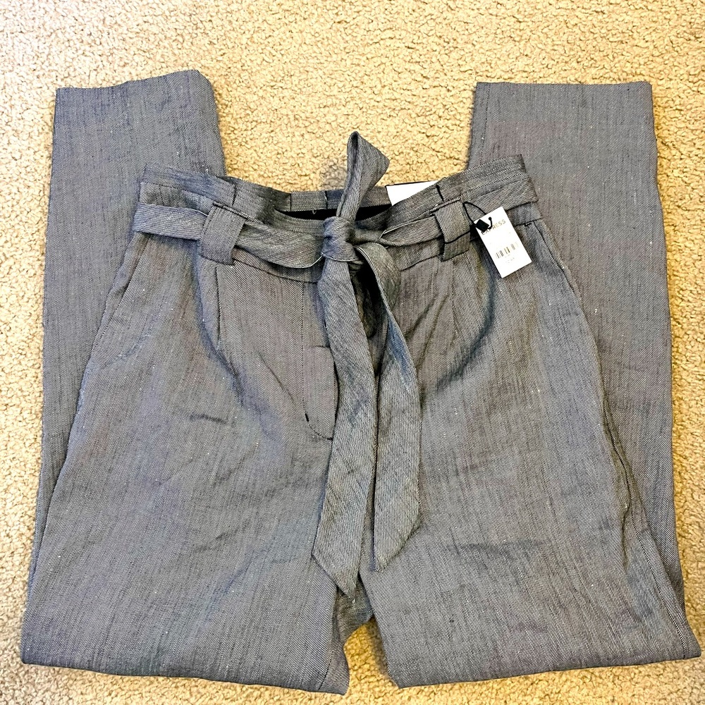 Express Tie Front Ankle Skinny Pant - 12R business pant grey tweed